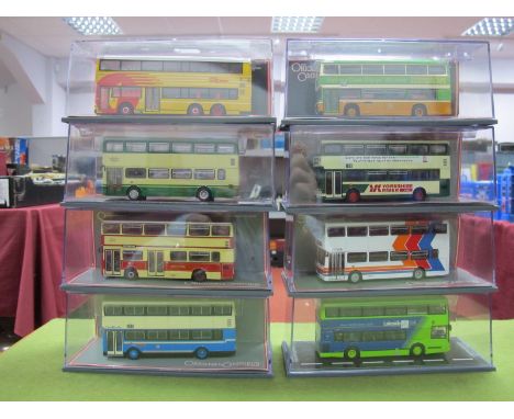 Eight Corgi 1:76th 'OO' Scale Diecast Original Omnibus Double Decker Buses, including #43011 Leyland Olympian - Yorkshire Rid