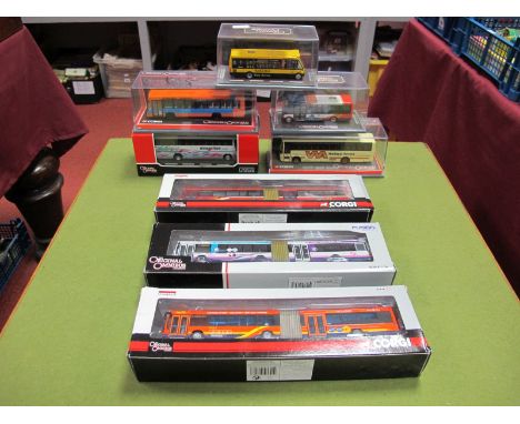 Eight Corgi 1:76th 'OO' Scale Diecast Model Original Omnibus Vehicles, including #42907 Optare Delta Edinburgh Transport, #OM