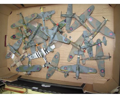 Twenty Diecast WWII Model Aircraft By Corgi And Others, including Hurricane, Spitfire, Me109, Models have been displayed, par
