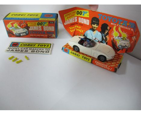 A Corgi Toys No. 336 James Bond Toyota 2000 GT, overall very good. Marks to boot edge. Figures, four rockets in place. Boxed,