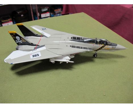 A Franklin Mint Diecast 1:48th Scale Model F-14 Tomcat 'Navy' Aircraft #207, CDR Jim Usbeck, Lt, Anton Papp. Model has been d