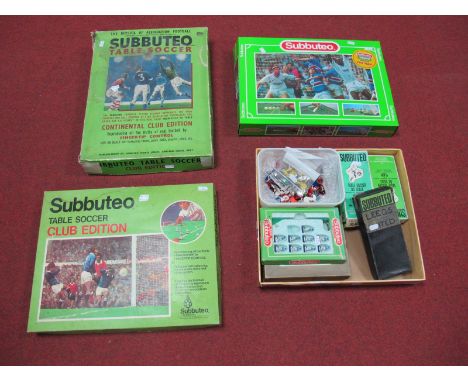 A Quantity of Subbuteo Table Soccer, including three boxed Club Editions, cloth pitches, goals, fencing, several teams (not a