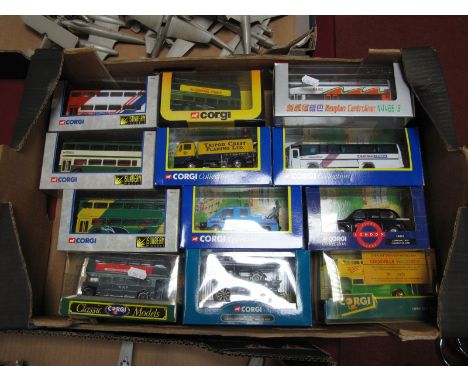 Twelve Diecast Vehicles, including eleven Corgi and one Gilbow Hong Kong Neoplan Bus. All boxed, unused.