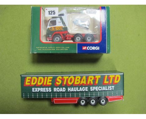 A Boxed Corgi 1:50th Scale #CC12405 Diecast Volvo FH Tractor 'Lorry Cab', a Corgi 1:50th scale Diecast Curtainside Trailer 'E