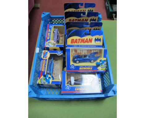 Seven Corgi 1/43rd Scale Diecast Batman Vehicles, boxed.