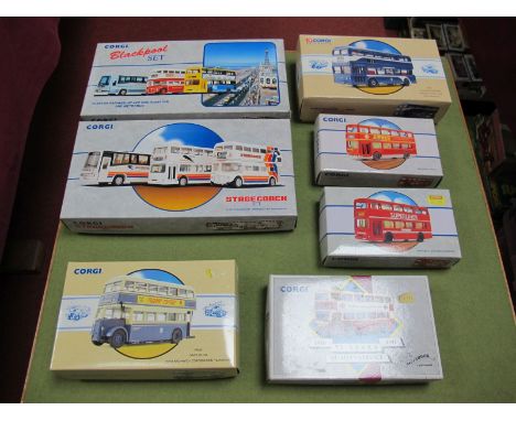 Eleven Corgi Diecast Buses, in seven packs. All boxed, includes Corgi Classics #97231 Hull Atlantean.