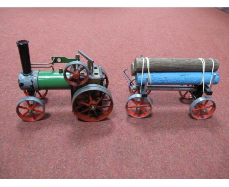 A Mamod TE1 Traction Engine and Trailer, both missing parts/playworn. 