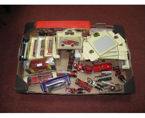 Twenty-Nine Diecast and Plastic Fire Service Vehicles and Pumps by Days Gone, Matchbox, Corgi, Solido, including Corgi #865/3