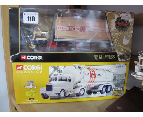 Two Boxed Corgi 1:50th Scale Diecast Commercial Vehicles, #16305 Scammell Highwayman Tanker 'Tunnel Cement', #22504 Bedford T