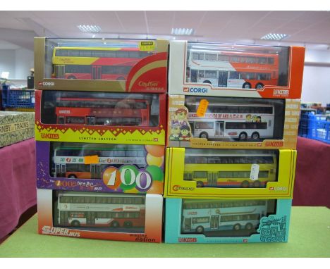 Eight Corgi 1/76th Scale "OO Railway" Diecast Buses, all boxed. All Hong Kong and Singapore Outline.