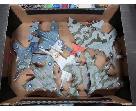Nine Corgi Diecast RAF Military Model Aircraft, including Buccaneer, Vulcan, Meteor, Handley Page Victor, displayed, may be m