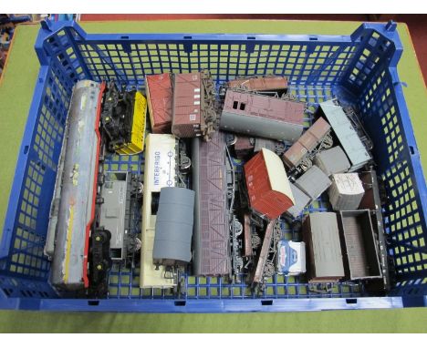 Twenty 'OO' Gauge Rolling Stock Open Wagons, Tankers, Vans, by Hornby, Triang, Bachmann, Dapol, some weathering noted, playwo