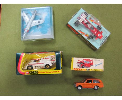 Four Original Diecast Toys, Dinky no 226 'Ferrari' 312/B2 in perspex box, Dinky No.192 Range Rover, Playworn, boxed, Corgi No