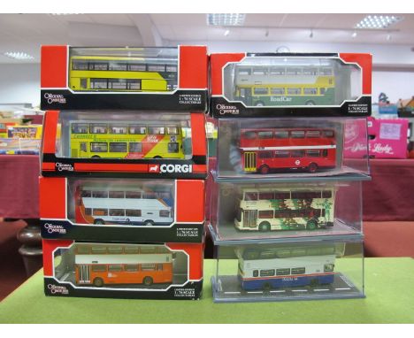 Eight Corgi 1:76th 'OO' Scale Diecast Model Original Omnibus Double Decker Buses, including #45102 MCW Metrobus MKI - London 