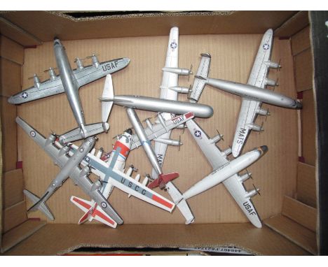 Seven Corgi and Other Manufacturers Diecast Post War American Military Aircraft, including Lockheed Constellation, C130 Hercu