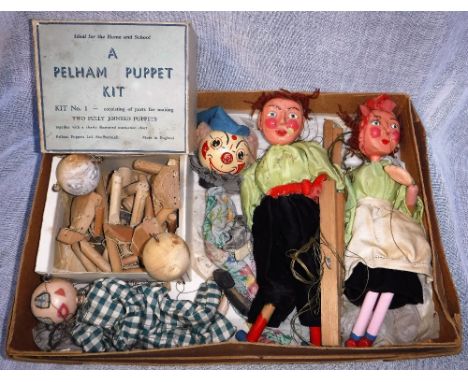 PELHAM PUPPETS; "A PELHAM PUPPET KIT" No. 1, this kit has two semi-finished puppets but without instructions. Also similar un