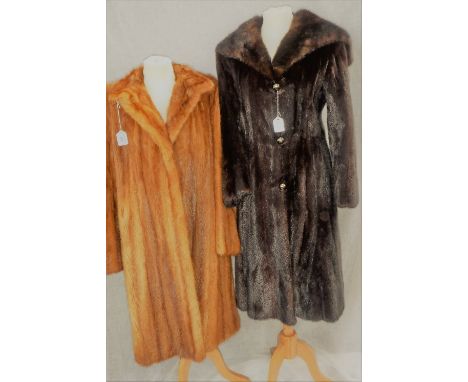 A VINTAGE LIGHT BROWN FUR COAT and one other dark brown fur coat (2)