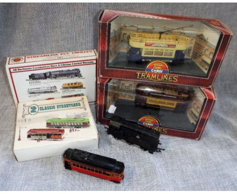 CORGI; A BOURNEMOUTH CORPORATION TRAM, a Bath Electric Tramways (both boxed), A Bachmann PCC Trolley and similar items
