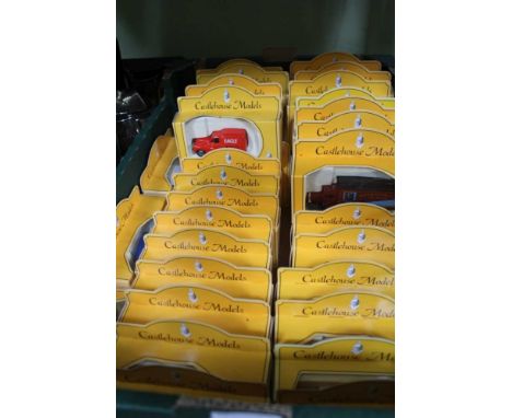 A BOX CONTAINING A LARGE SELECTION OF BOXED CASTLEHOUSE MODEL VEHICLES 