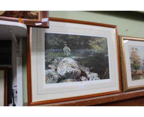 AFTER ALAN B HAYMAN 'Fly Fishing', signed limited edition colour print 180/850 published by Country Artists, gilt and glazed 