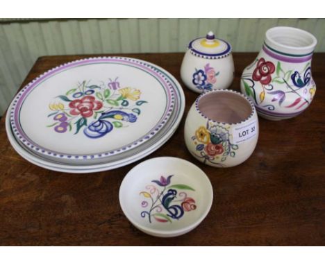 A SELECTION OF HAND PAINTED POOLE POTTERY 