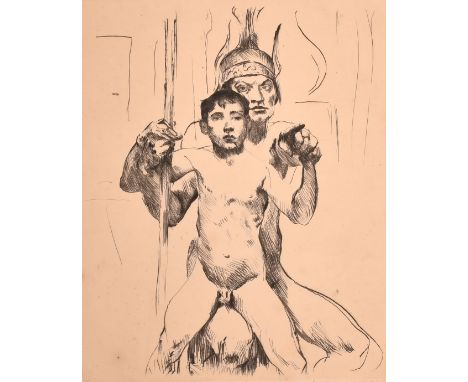 Lovis Corinth (1858-1925), two nude figures, etching, signed in pencil, plate size 9.75" x 7.75" (25 x 19.5cm), unframed.