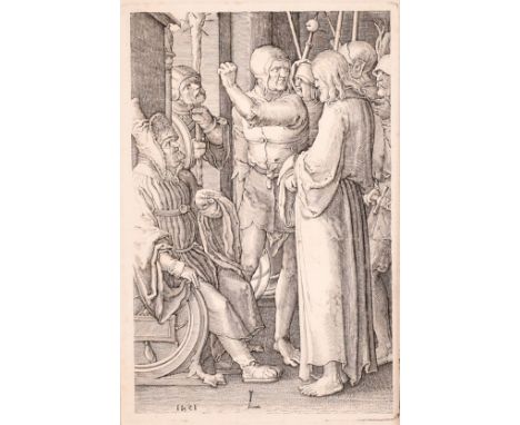 Lucas Van Leyden (1494-1533), 'Christ before Annas', engraving, plate size 4.5" x 3" (11.8 x 8cm), unframed.