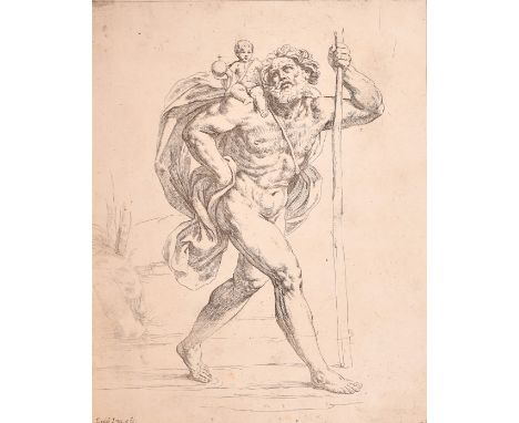 Guido Reni (1575-1642), St. Christopher, etching, plate size 10.5" x 8.5" (27 x 21.5cm), unframed.