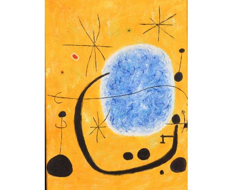 After Joan Miro, 'The Gold of the Azure', acrylic on canvas, 15.75" x 11.75" (40 x 30cm).