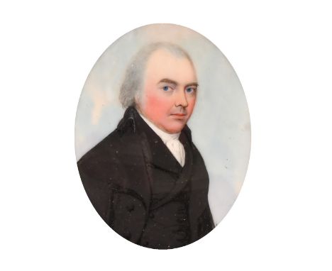 Attributed to Frederick Buck (1771-1840), Circa 1797, a miniature portrait of William Noble of Cork, inscribed verso, waterco