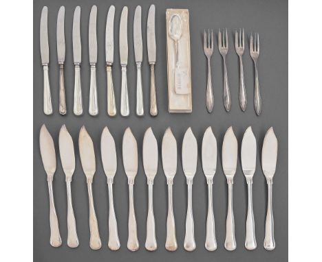Miscellaneous Danish and Norwegian silver flatware, first half 20th c, the makers including Peter Hartz, Th. Marthinsen, P G 