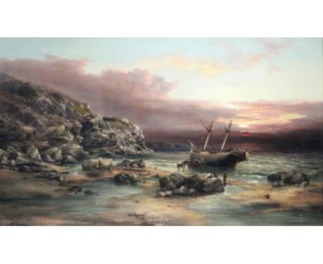Henry Redmore (1820-1878) - The Shipwreck, signed and dated 1878, oil on canvas, 87.5 x 150cm  Restored; lined with some loca