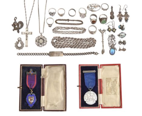City General Hospital Sheffield silver nurse's prize medal, rev. engraved C SHARP 1932, cased, a silver and enamel Oddfellows
