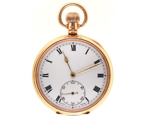 A 9ct gold keyless lever watch, Limit movement, gold cuvette, 49mm diam, Birmingham 1920, 90g  A very clean example, working 