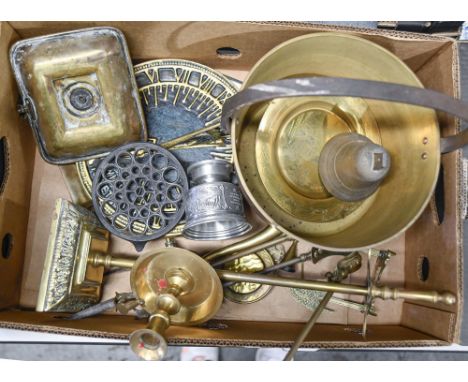 Miscellaneous items, including Victorian and later metalware, a cased violin, 60cm l and bow, a Belgian slate mantel clock, 2
