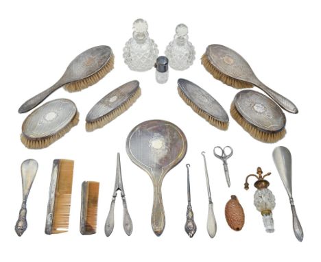 A George V eight-piece silver brush set, by Bravingtons Ltd, Birmingham 1922, several accessories by the same and others, etc