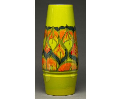 A Poole Pottery green and orange Delphis vase, 41.5cm h, printed dolphin mark  Not cracked or chipped, no restoration