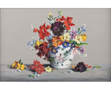 Laurence Biddle (1888-1968) - Flowers in a Chinese Jar, signed and dated '49, oil on canvas, 34 x 52cm&nbsp;&nbsp;  Provenanc
