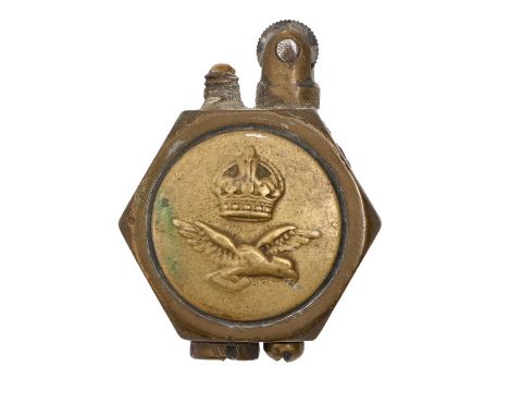 WWI Trench Art. Brass lighter, c1930, 40mm h  Condition evident from image