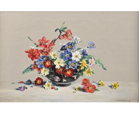 Laurence Biddle (1888-1968) - Spring Flowers in a Chinese Bowl, signed and dated '49, oil on canvas, 33.5 x 52cm&nbsp;&nbsp; 