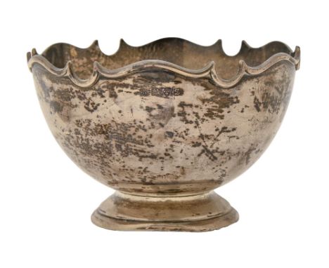 A George V silver rose bowl, 16cm diam, by Barker Brothers Ltd, Chester 1925, 10ozs 10dwts  No engraving, light polish wear, 