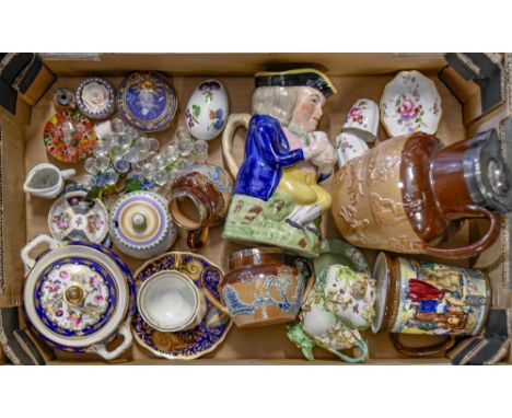 Miscellaneous decorative and ornamental ceramics, 19th c and later, including silver mounted Doulton Lambeth saltglazed stone