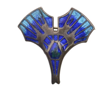 Charles Horner. An Art Nouveau silver and enamel brooch, 31mm h, maker's mark, Chester 1919, 3.8g  A few tiny chips and scrat