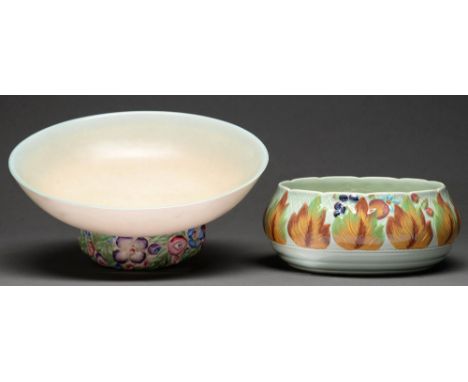 Clarice Cliff. A Bizarre My Garden bowl, 1937-1938 and a Celtic Leaf and Berry pattern salad bowl, 1938, 30.5 and 23cm diam, 