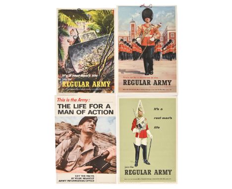 Militaria. British Army recruitment posters, mid 20th c and later, 38 x 25.5cm and smaller (4)  Two posters pierced with hole