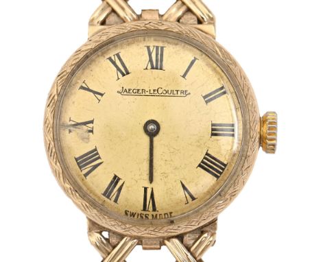 A Jaeger LeCoultre gold lady's wristwatch, 20mm diam, marked on case back 1148161, on associated gold bracelet, London 1976, 