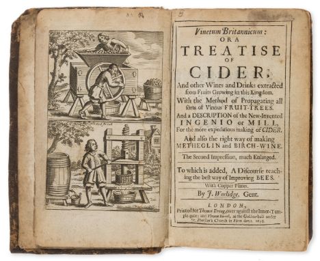 Cider and Bees.- Worlidge (John) Vinetum Britannicum: or a Treatise of Cider..., 2 parts in 1, second edition, engraved front