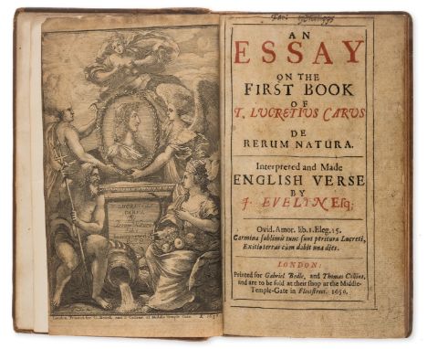 Evelyn (John, translator) An Essay on the First Book of T. Lucretius Carus. De Rerum Natura. Intepreted and Made English Vers