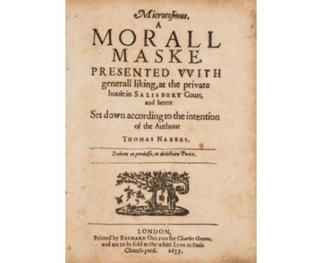 Nabbes (Thomas) Microcosmus. A Morall Maske, first edition, lacking initial blank, ink stain to C1 and 2, foxed and lightly b