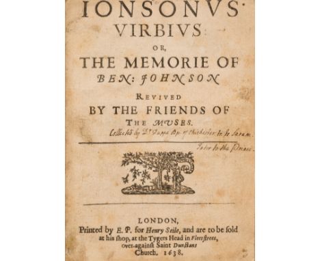 Jonson (Ben).- Jonsonus Virbius: or, The Memorie of Ben: Johnson revived by the Friends of the Muses, first edition, [edited 